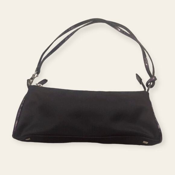 Vintage Apostrophe Y2k Little Black Prom Purse w/ Snake Print Handles - Picture 1 of 13